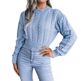 Preppy Aesthetic Sweater Autumn and Winter Solid Color Knitted Long Sleeve Crew Neck Sweater