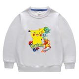 Children Pokemon Pikachu Hoodie Spring and Autumn Solid Color round Neck Sweater