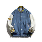 Baby Blue Varsity Jacket Autumn Casual Baseball Uniform Printed Embroidered Jacket For Men