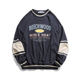 Preppy Aesthetic Sweatshirt Casual Contrast Color Stitching Spring and Autumn Sweater Men and Women Loose