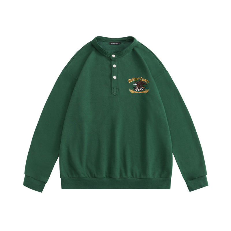 Preppy Aesthetic Sweatshirt Fall Embroidered Loose Sweatshirt Men 'S Coat