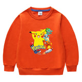 Children Pokemon Pikachu Hoodie Spring and Autumn Solid Color round Neck Sweater