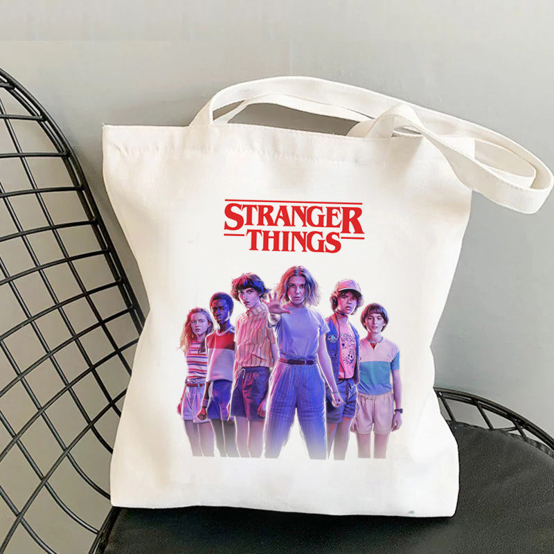 Stranger Things Hellfire Club Handbag Stranger Things Printed Canvas Bag Personalized Creative One Shoulder Student Shopping Bag