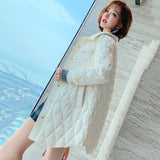 Women Winter Coats Puffer Jacket Down Coat Lapel Rhombus Flip Pocket Down Jacket Women's Autumn and Winter Warm Coat