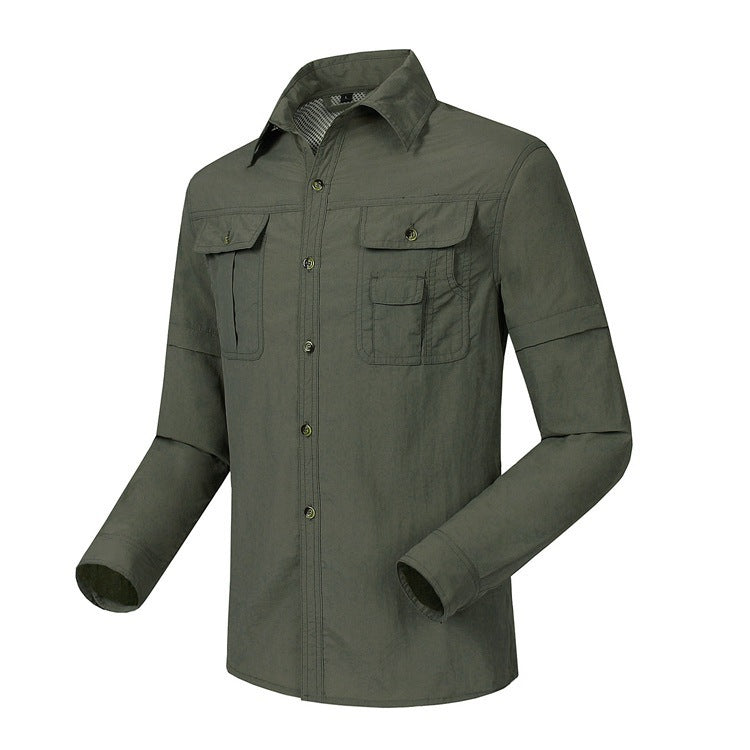 Men's Habit Shirts Quick-Drying Men's Fishing Shirt Lapel Shirt