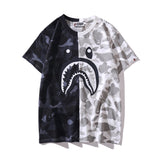 Wgm Shirt Bape Shark Head Men And Women Digital Printing Casual Sports Short Sleeve