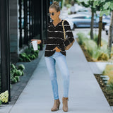 Women Fall Outfits Autumn and Winter Striped Long-Sleeved T-shirt