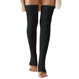 Winter Chunky Cable Thick Knit Thigh High Socks Long Stockings Boot Knitted over-the-Knee Stepping Foot Stockings