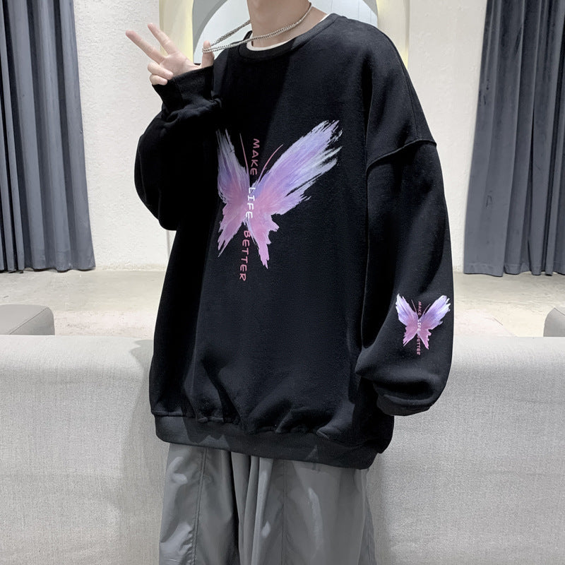 Men Sweatshirts round Neck Sweater Men's Spring and Autumn Loose Long Sleeve Jacket