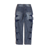 Mens Fall Outfits Worn Looking Washed-out Loose Wide Leg Straight Jeans Men's Slippers Floor Pants