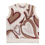 Men Sweater Vest Love Jacquard Sweater Vest Men's BF Idle Style Loose V-neck Sleeveless Sweater Vest