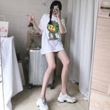 Drew House Cartoon Little Dinosaur Pattern Short Sleeve High Street Fashion Brand Couple Loose T-shirt Men