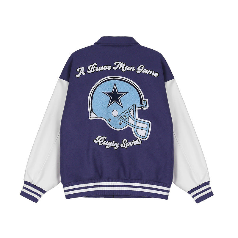 Blue Varsity Jacket Vintage Blue Vintage Baseball Jacket Men's and Women's Pilot Jacket