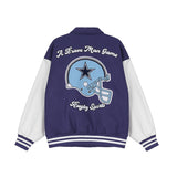 Blue Varsity Jacket Vintage Blue Vintage Baseball Jacket Men's and Women's Pilot Jacket