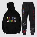 Travis Scott Astroworld Hoodie & Pant 2 Piece Set Letter Sports Suit Pants Sweater