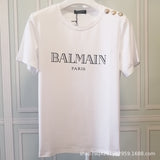 T Shirt Balmain T-shirt Short Sleeve Women's Clothing Cotton round Neck Letter Half Sleeve