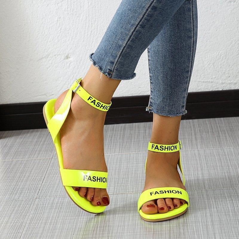 Women Open Toe Sandals Flats Large Size Summer Flat Fashion Sandals