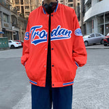 Red Varsity Jacket 1 Spring Vintage Baseball Jacket Men's Casual Loose All-Match Pilot Jacket