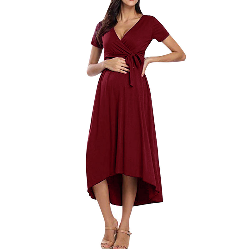 Maternity Clothes Dress plus Size Dress V-neck Short Sleeve Women Maternity Dress