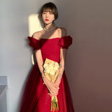Burgundy Dresses For Wedding Red Light Wedding Dress Evening Gown Fairy Engagement Princess Dress For Women