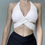 Women Rave Outfits Tops Halter Sexy Lace-up Women's Clothing