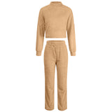 Women Fall Outfits Autumn and Winter Double-Sided Velvet Top Suit Home Wear Trousers Two-Piece Set