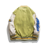 Baby Blue Varsity Jacket Spring Baseball Uniform Stitching Loose Lapel Jacket for Men