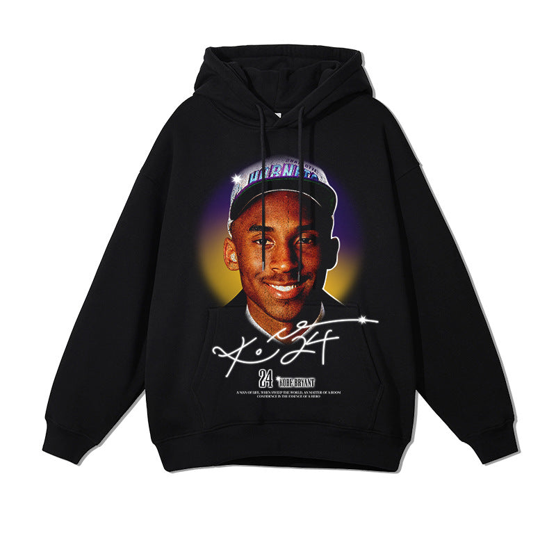 Kobe Shirt Kobe Black Mamba Printed Cotton Loose Men's and Women's Hoodie