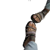 Women Open Toe Sandals Flats Summer Rivet Casual Flat Low Heel Women's Sandals