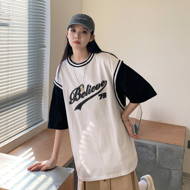 Baggy Baseball Jersey Baseball Short-Sleeved T-shirt Men's Summer