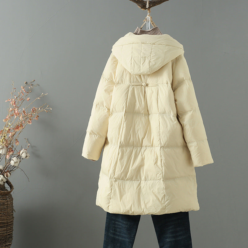Women Winter Coats Puffer Jacket Down Coat Winter Loose and Warm New Fleece Mid-Length Zipper Hooded Sweater