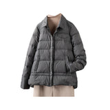 Women Winter Coats Puffer Jacket Down Coat Lightweight Down Jacket Fall Winter Fashion Casual Loose White Duck Down Shirt Collar Coat