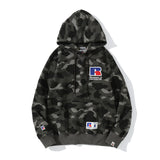Shark Print Jacket Camouflage Male And Female Couples Wear Plus Size Loose Pullover Hoodie Sweater