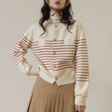 Preppy Aesthetic Sweater Vintage Striped Sweater Coat Women Autumn and Winter