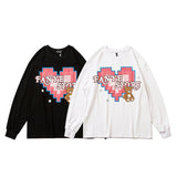 Mens Fall Outfits Long-Sleeved T-shirt Men's Heart Printing Top Loose Clothes
