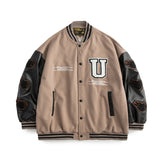 Brown Varsity Jacket Autumn Baseball Jacket Men's Loose All-Match Pilot Jacket