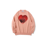 Mens Fall Outfits Love Letter Graffiti Couple Knitted Pullover Top Loose Hanging Shoulder Sweater