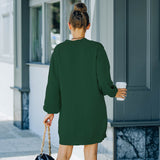 Women's Fall Outfits Sweater Women's Autumn and Winter V-neck Long Sleeve Midi Knitted Dress