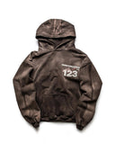 Rrr123 Hoodie Retro Washed Distressed Printed Hoodie