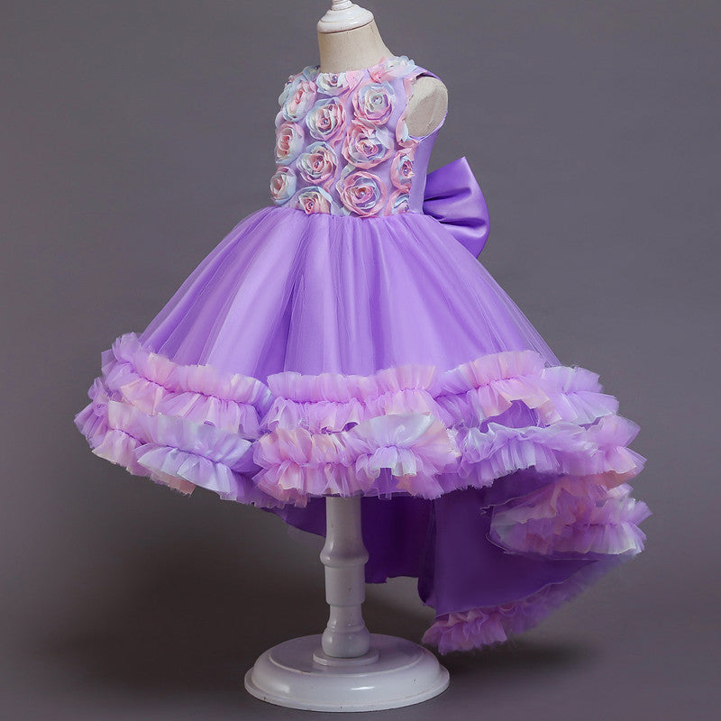 Toddler Girls Sequin Gown Dress Children's Dress Princess Dress Banquet Birthday Performance Wear Mesh Dress