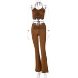 Maddy Euphoria Outfits Women's Lace-up Two-Piece Set