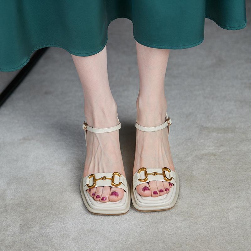 Women Open Toe Sandals Flats Summer Open Toed Platform Strap Roman Sandals