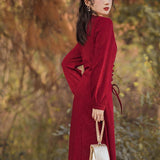 Court Vintage Red Gold Velvet cottagecore aesthetic dress