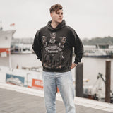 Present Thoroughbred Doberman Dog Print Hoodie Vintage Printed Washed Distressed Hoodie