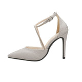 Nude Block Heels Closed Toe Sandals Stiletto Women's Shoes
