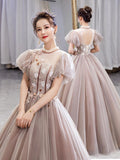 Women's Evening Dress Ball Gown Princess Quinceanera Wedding Dresses Theme Costume Solo Tulle Tutu Dress Banquet Host Long Evening Dress