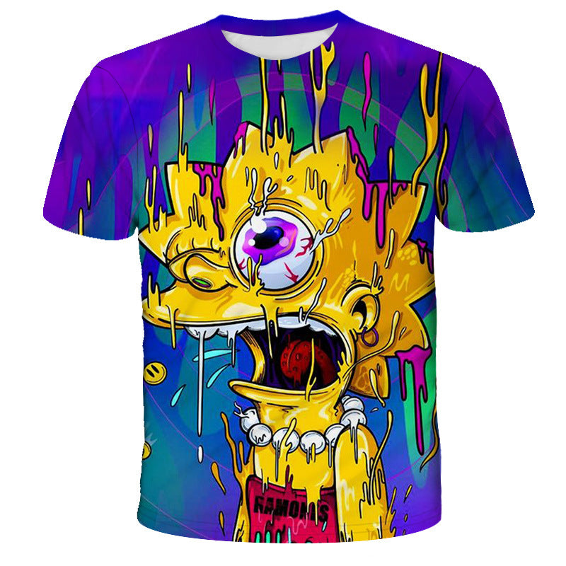 Homer Simpson Shirt Fashion Summer Printed T-shirt Casual Short Sleeve