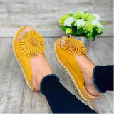 Women Open Toe Sandals Flats Summer Flower Bohemian Slippers for Women
