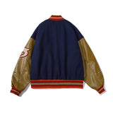 Vintage Letterman Jacke Embroidery Stitching PU Leather Jacket for Men and Women Hip-Hop Street Loose Baseball Uniform Autumn Coat