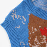 Men Sweater Vest Cartoon Character Jacquard Sweater Vest Men's BF Idle Style V-neck Sleeveless Sweater Vest